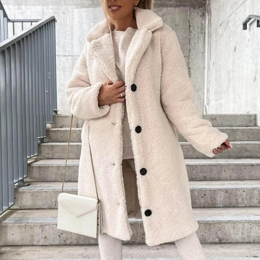 Veste en peluche à simple boutonnage pour femme