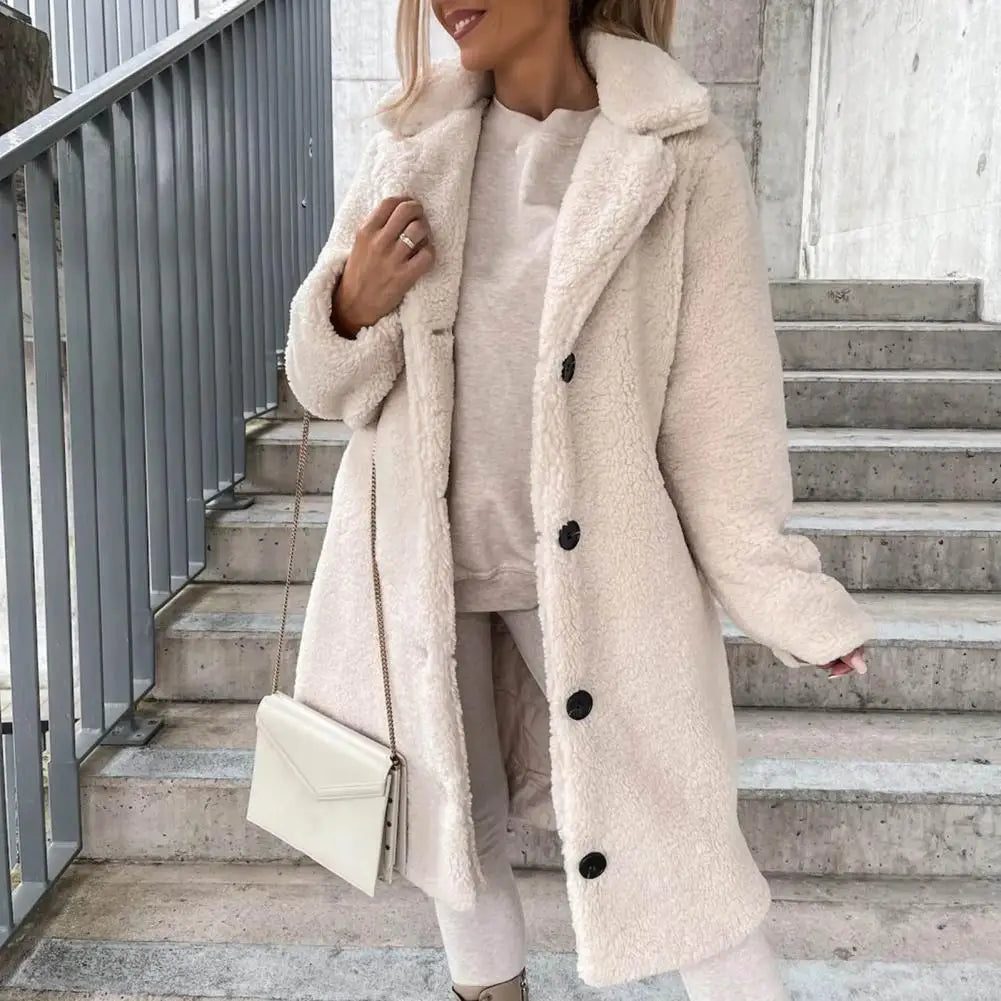 Veste en peluche à simple boutonnage pour femme