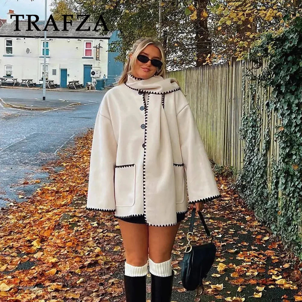Veste avec echarpe en laine