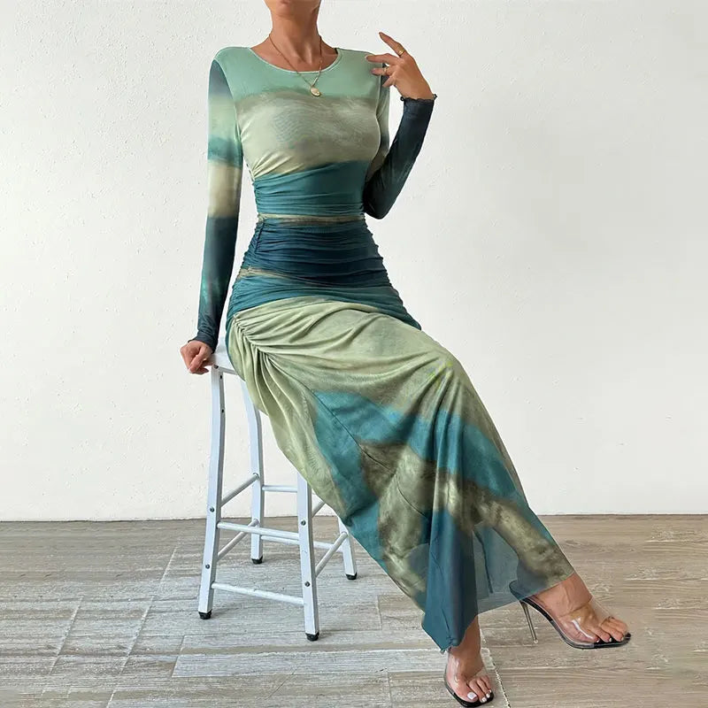 Robe corset en maille verte