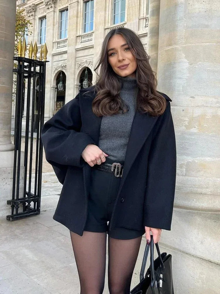 Veste en laine a revers