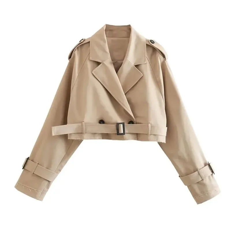 Veste courte à ceinture pour femme