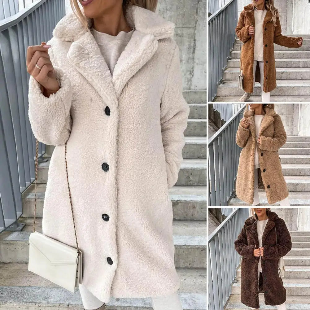 Veste en peluche à simple boutonnage pour femme