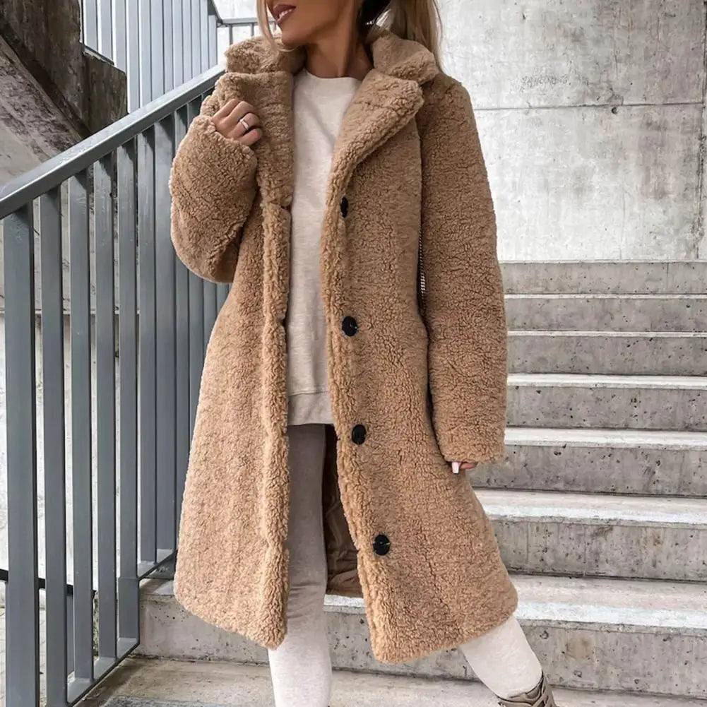 Veste en peluche à simple boutonnage pour femme