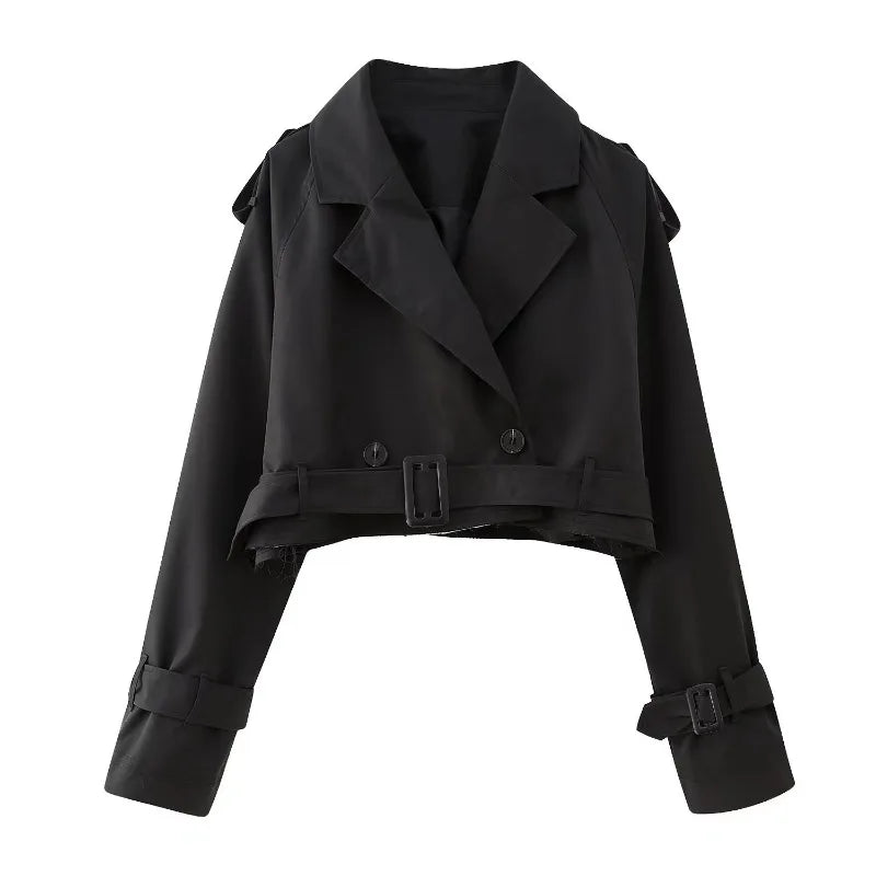 Veste courte à ceinture pour femme