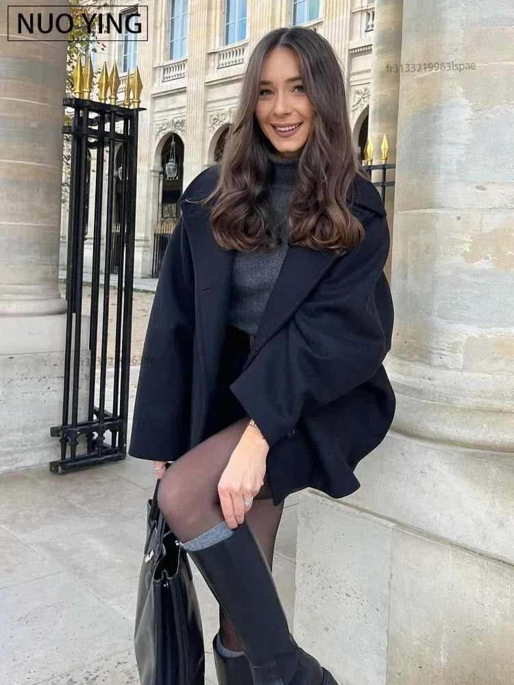 Veste en laine a revers
