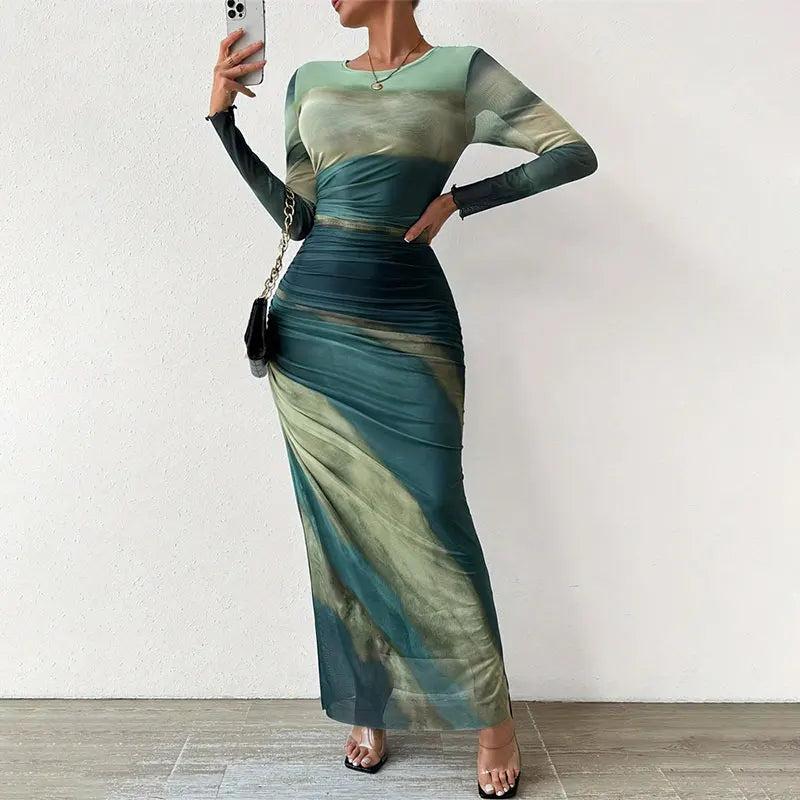 Robe corset en maille verte