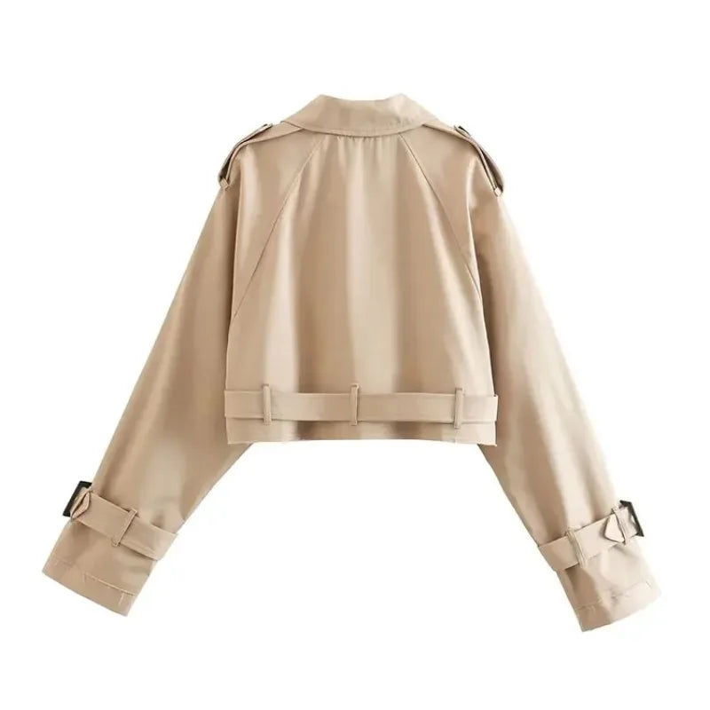 Veste courte à ceinture pour femme