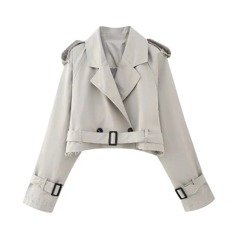 Veste courte à ceinture pour femme