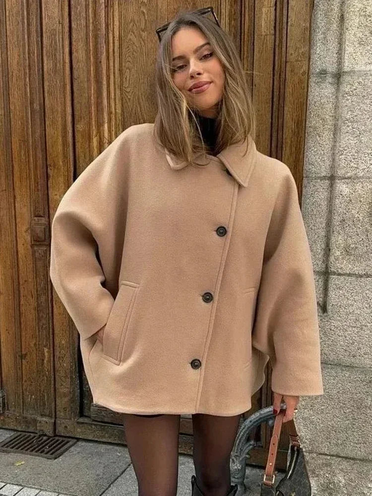 Veste en laine a revers