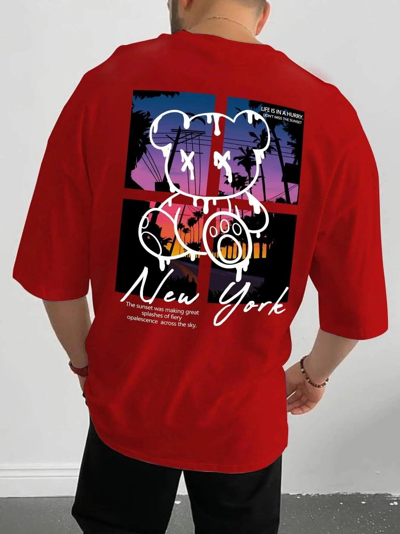 t-shirt New York Art Word Cartoon Bear Scenery design