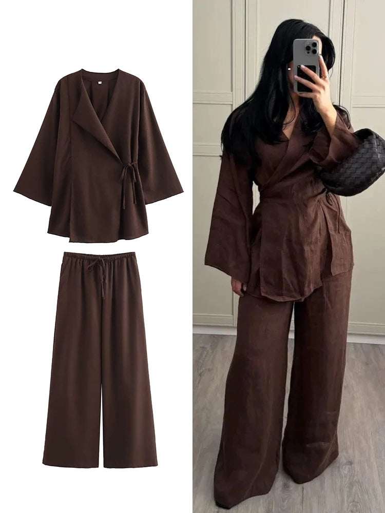 Ensemble 2 pièces en lin pour femme
