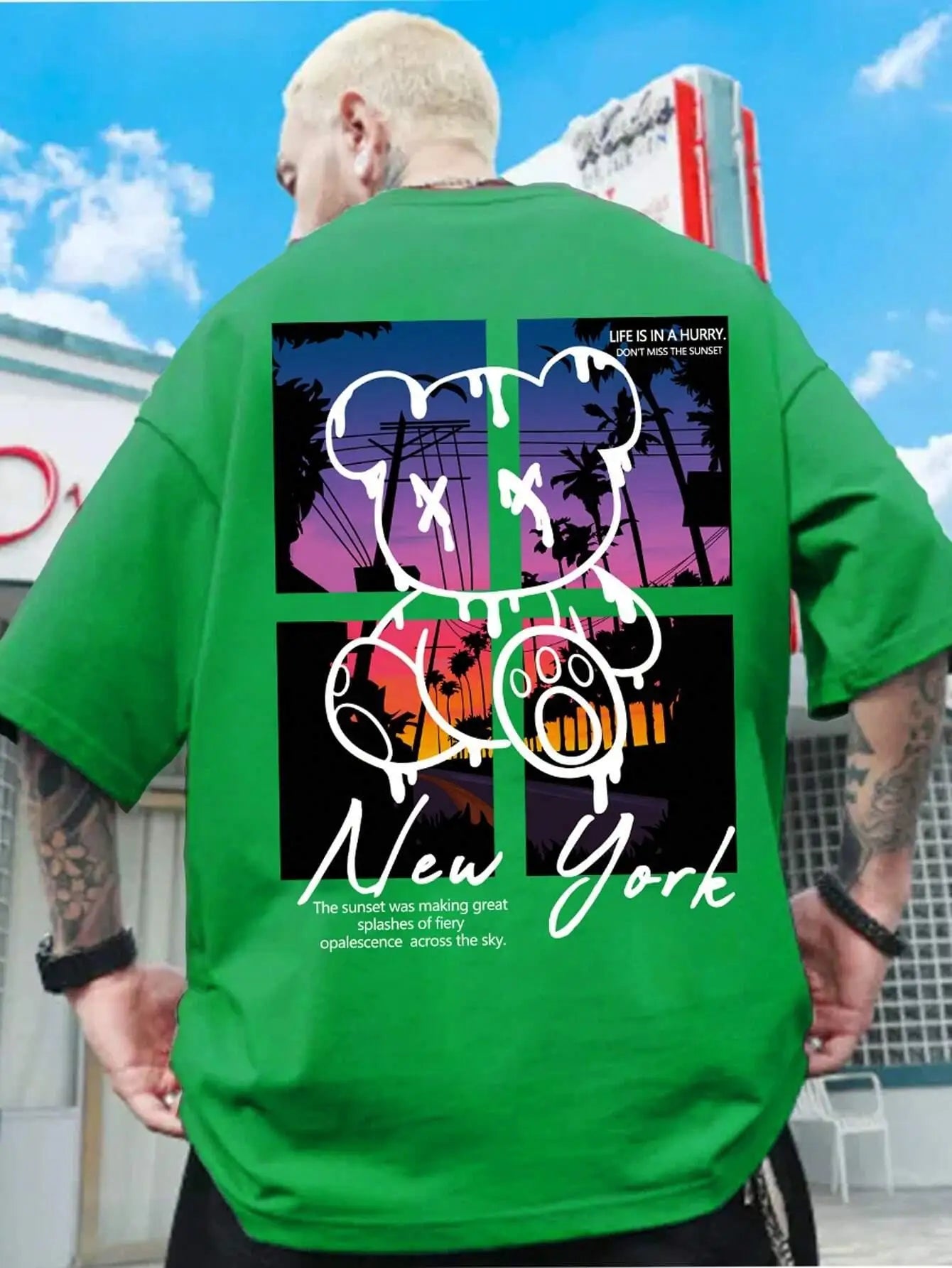 t-shirt New York Art Word Cartoon Bear Scenery design