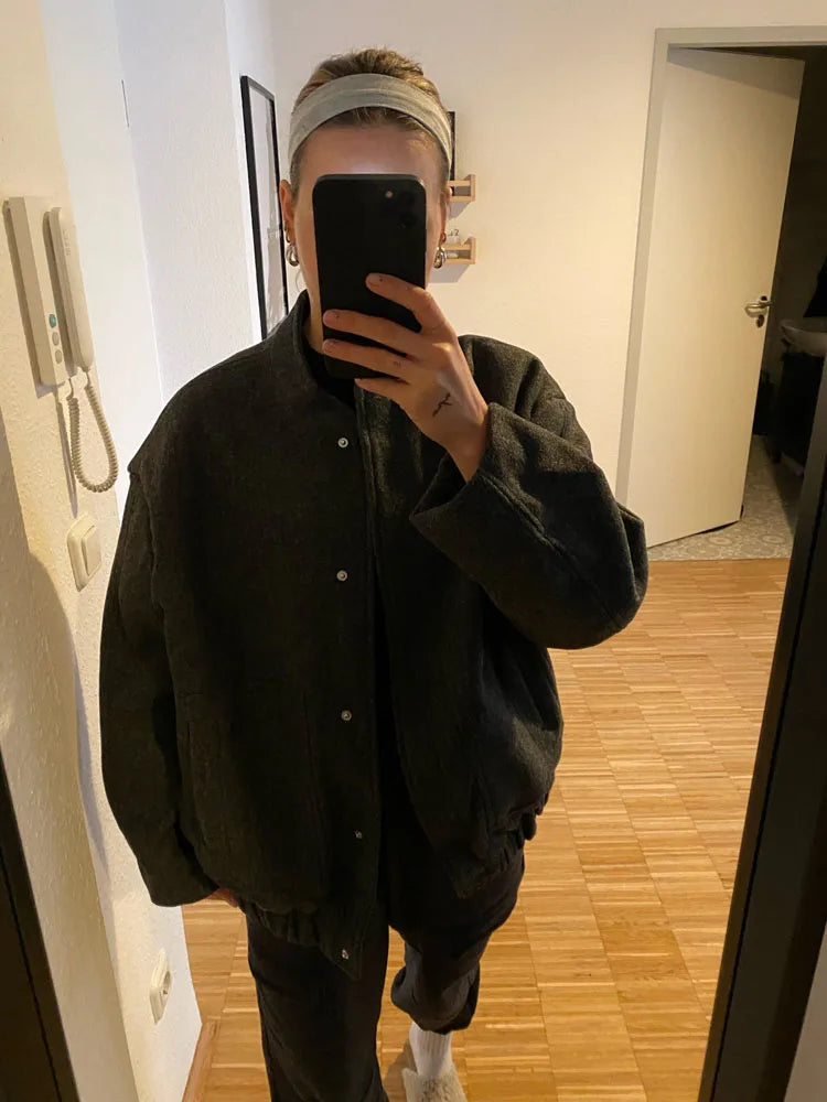Veste Bombardier Surdimensionnée à Manches