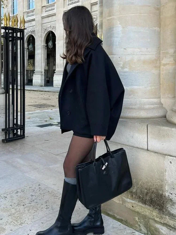 Veste en laine a revers