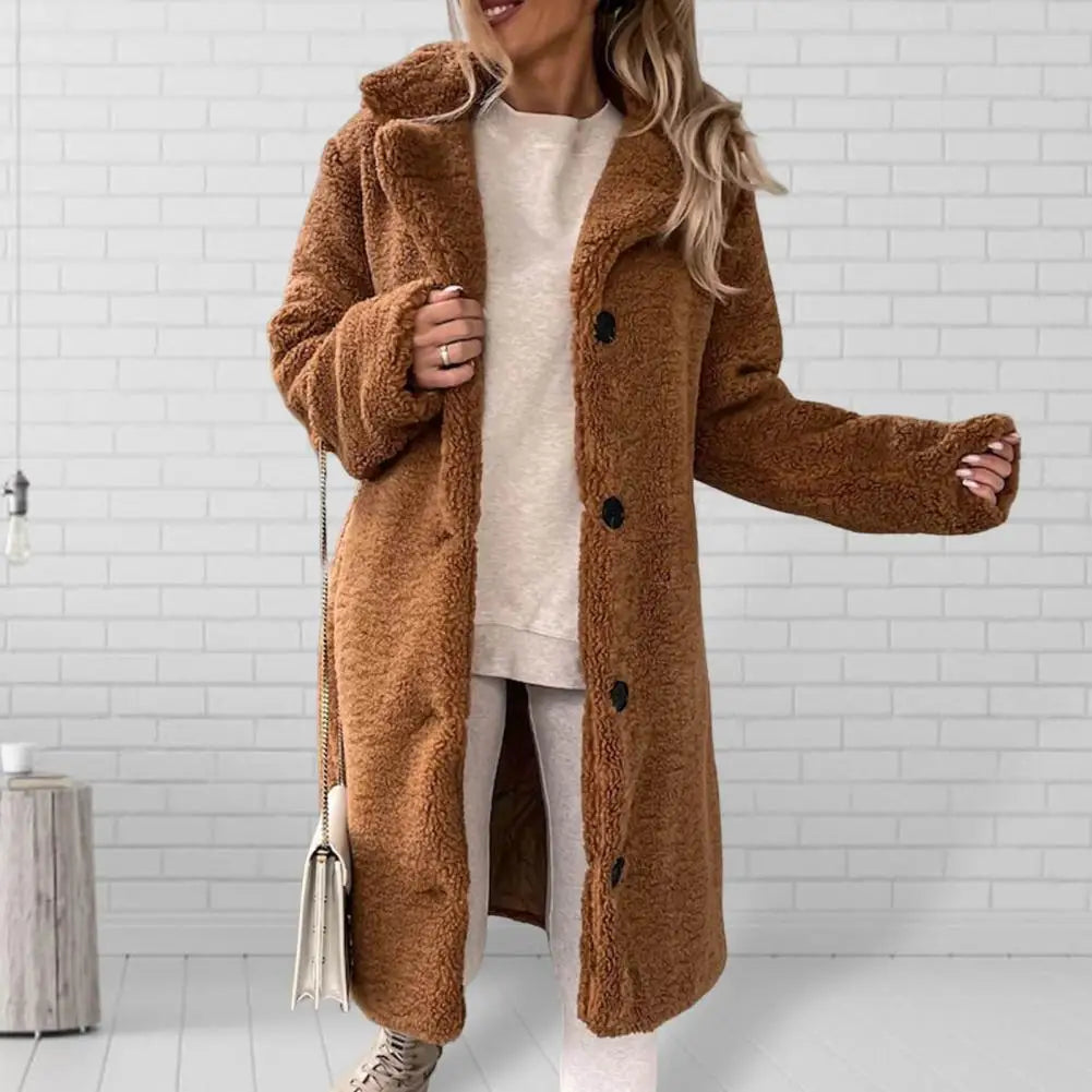 Veste en peluche à simple boutonnage pour femme