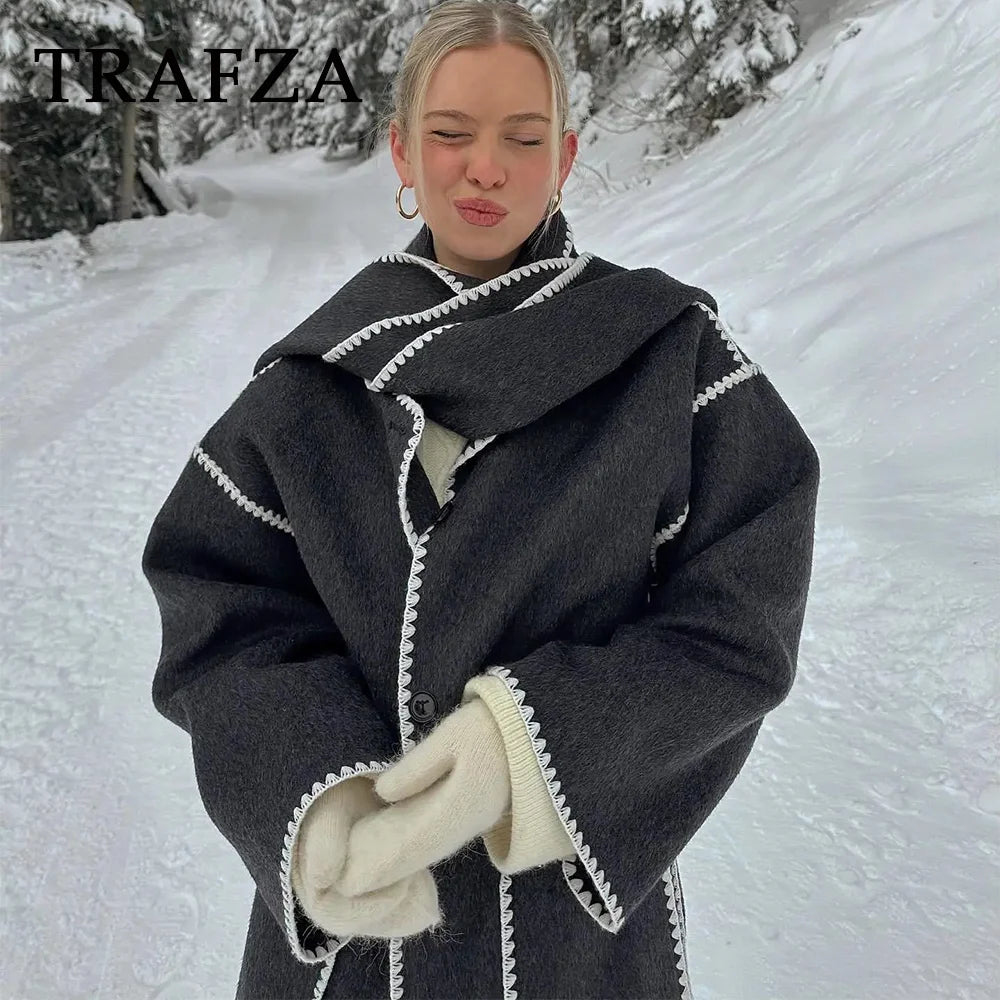 Veste avec echarpe en laine