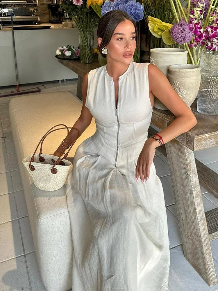 Robe très Elégante en coton et lin
